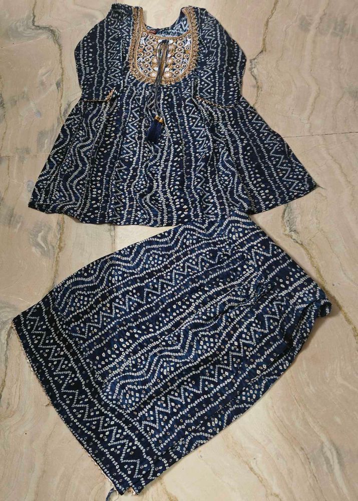 peplum kurta with embroidery n sharara