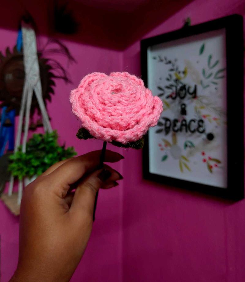 Crochet Pink Rose
