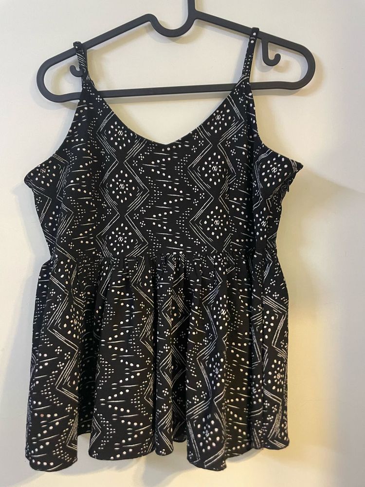 Patterned Black Tank Top