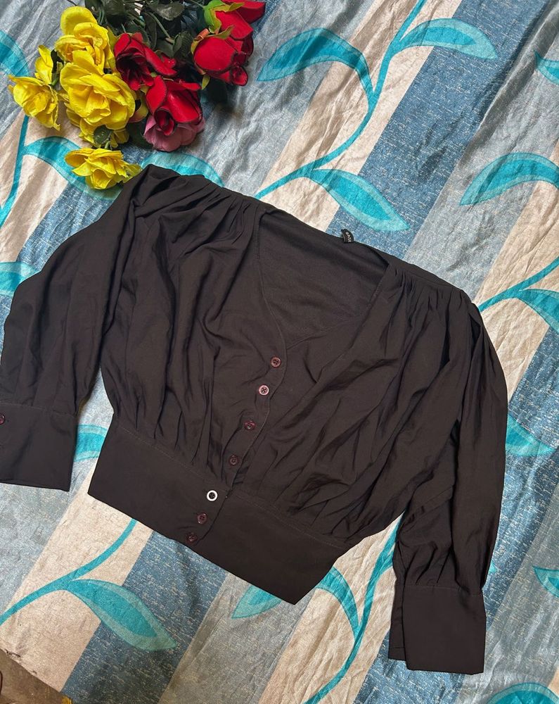 Puff Button Up Top