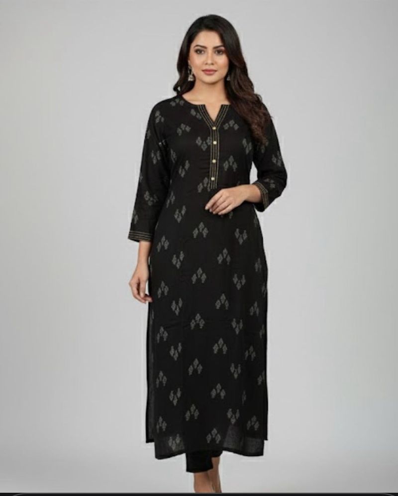 Elegant Black Printed Kurta