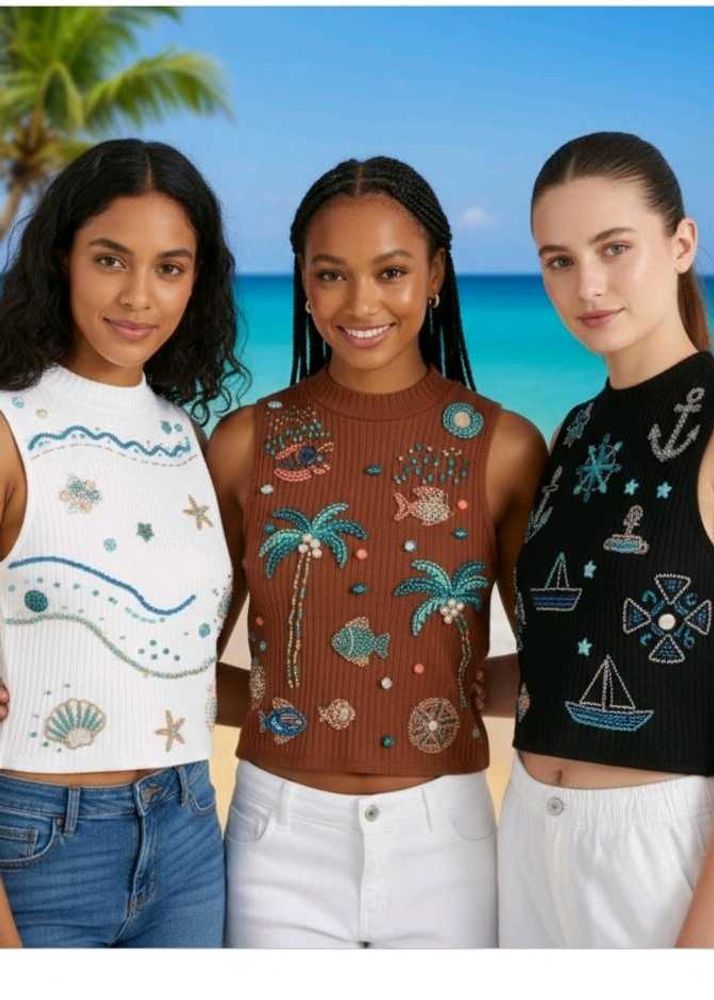 Tropical Embroidered Tank Top