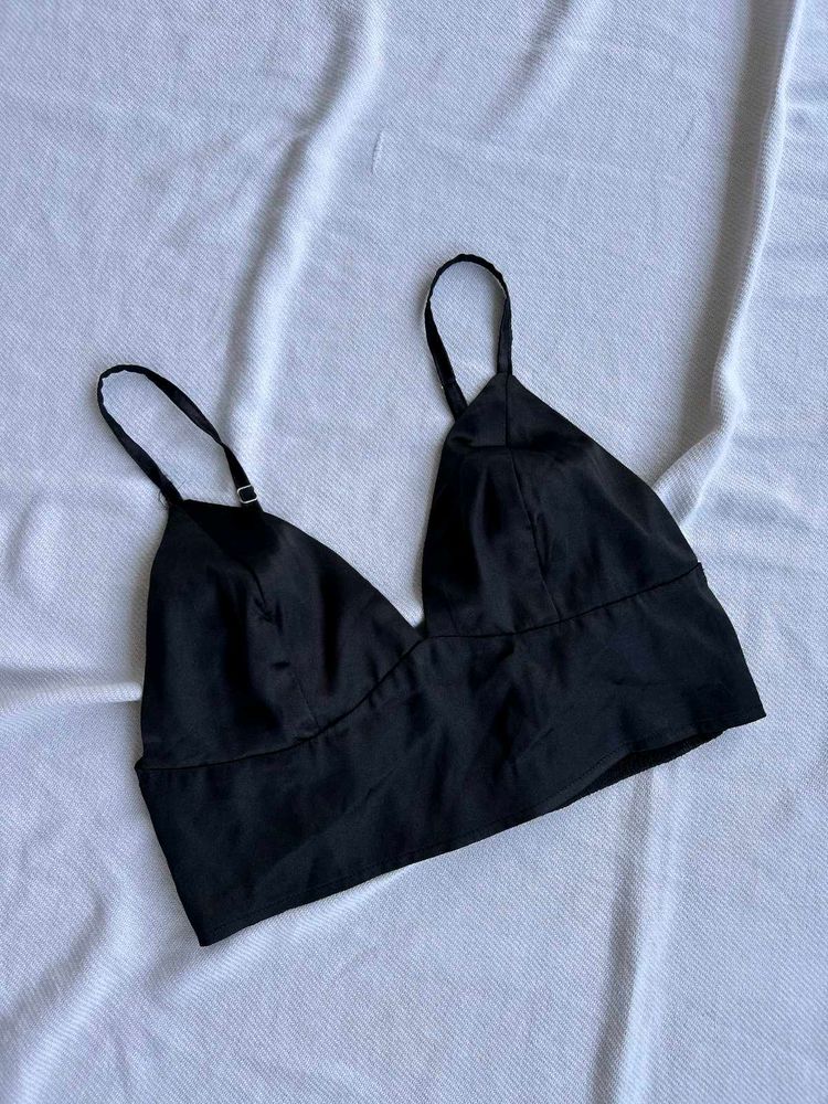 Black Satin Bralette Top