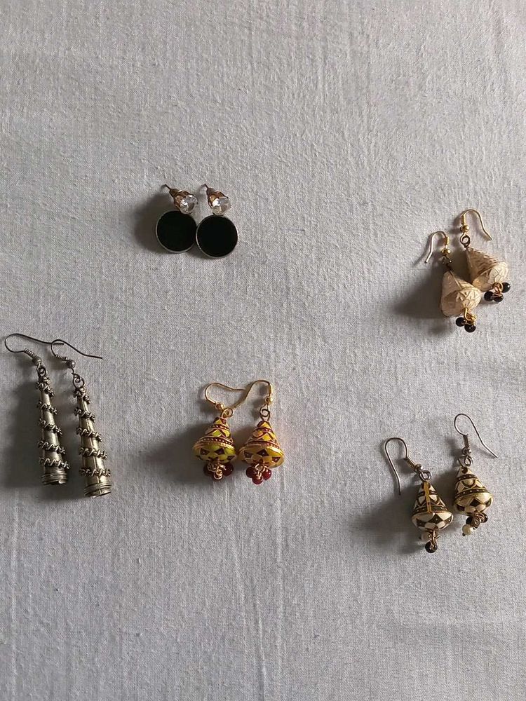 COMBO OF 5 EARRINGS AT JUST RS199