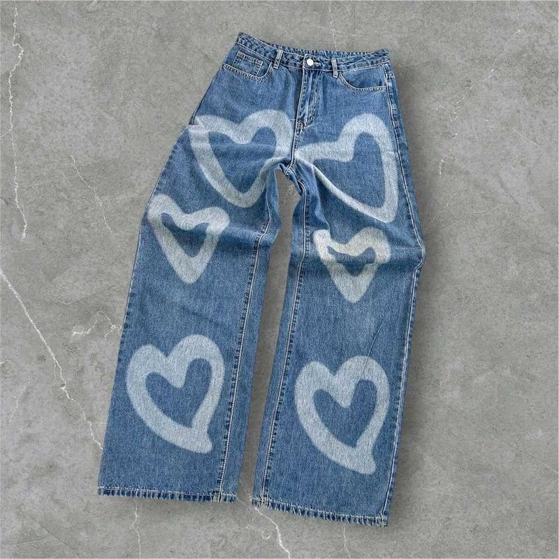 📌Y2K Heart Print Denim