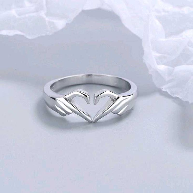 Heart Hands Silver Ring