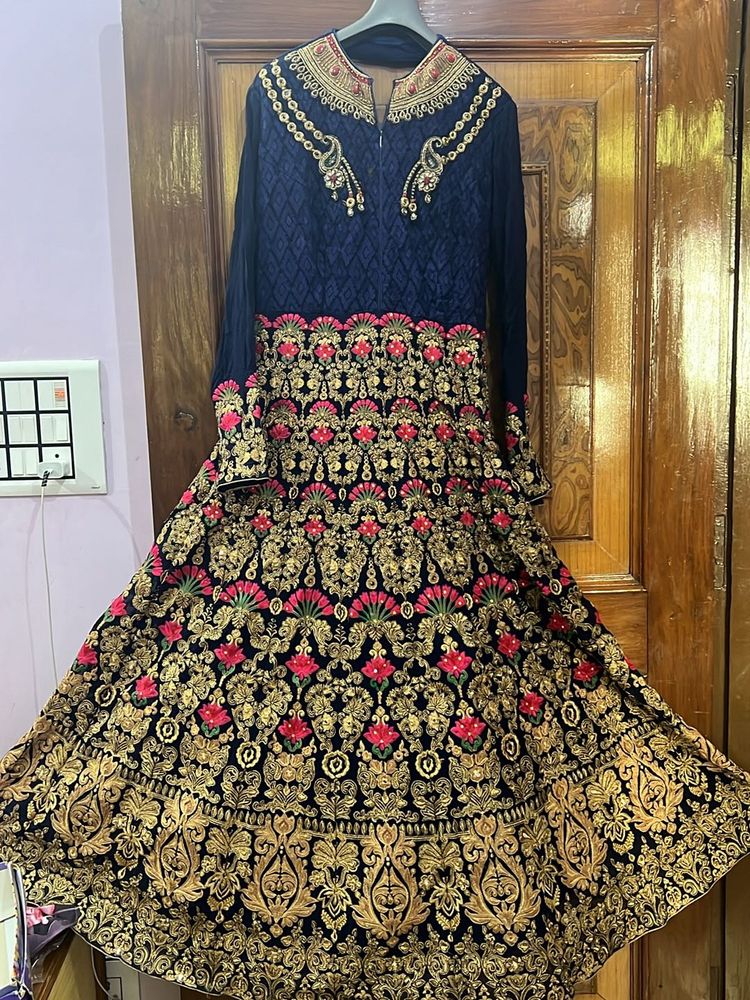 Sale For Eid Only Heavy Embroidered Navy Blue Gown