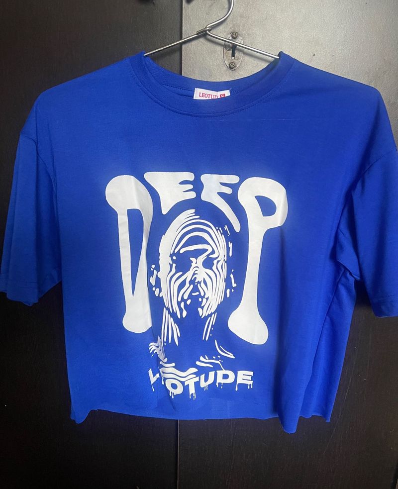 Royal blue crop T-shirt