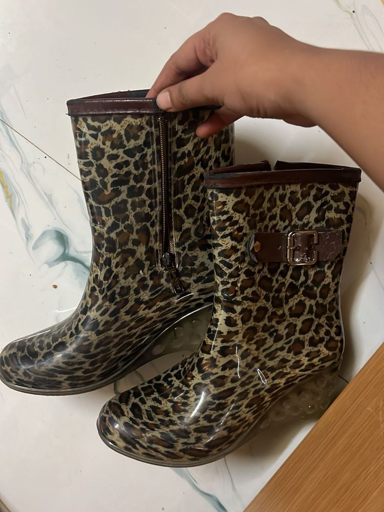 Leopard Print Rain Boots