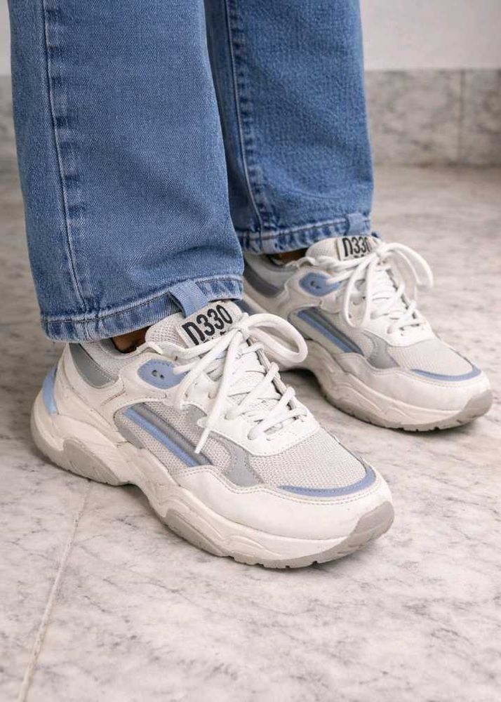 Stylish White &amp; Blue Sneakers