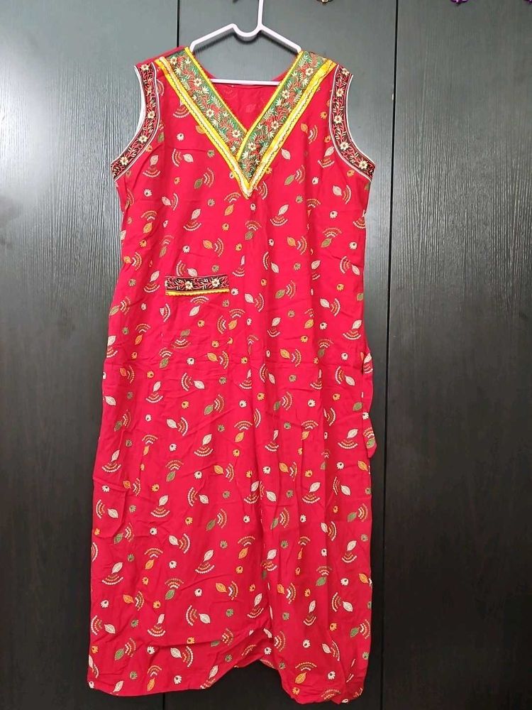Red Printed Nighty