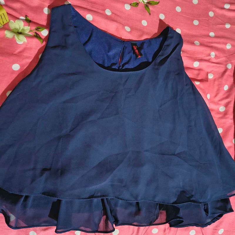 Elegant Navy Blue Sleeveless Top