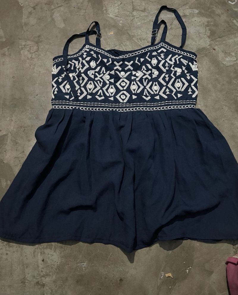 Blue Embroidered Sundress