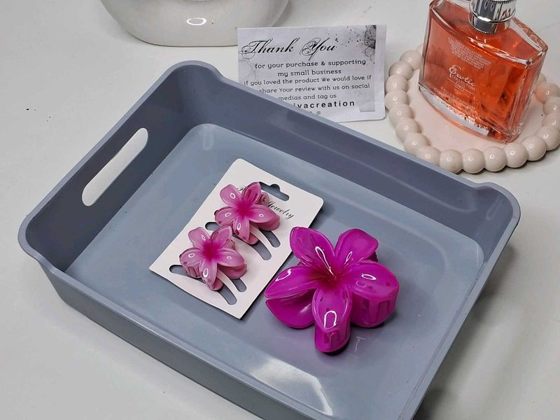 Flower Hair Claws Combo – Pack of 3 (1 L &amp; 2 S)