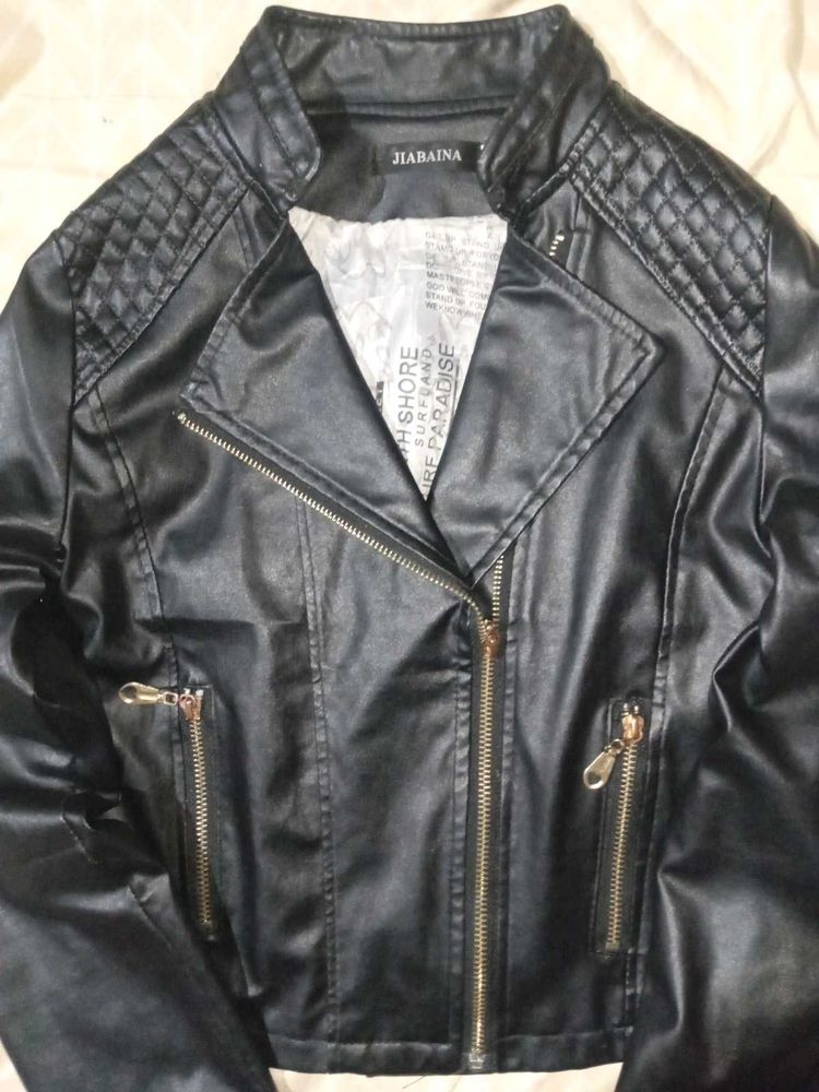 Black Faux Leather Moto Jacket
