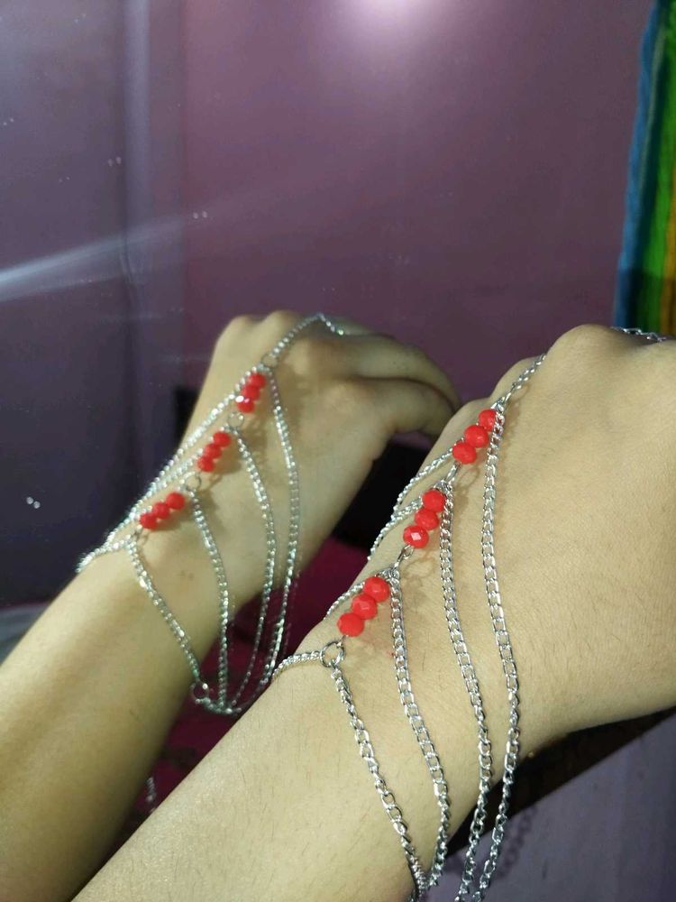 Red Beaded Hand Chain