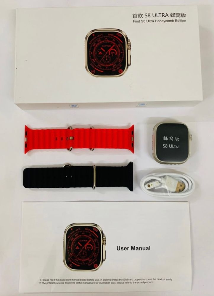 4G Smartwatch S8 Ultra (black And Red Strap)