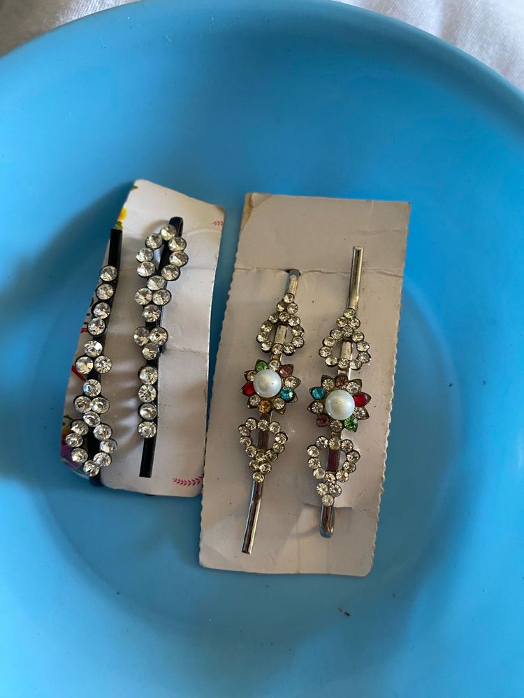 Sparkle &amp; Pearl Designer Hair Pins – Set of 4