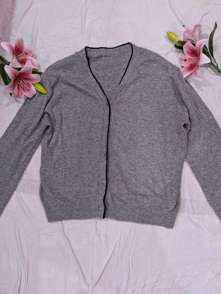 Gray Cardigan Sweater