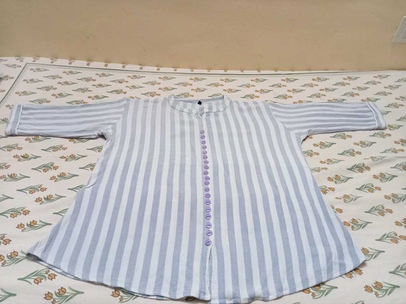 White Top With Blue Stripes