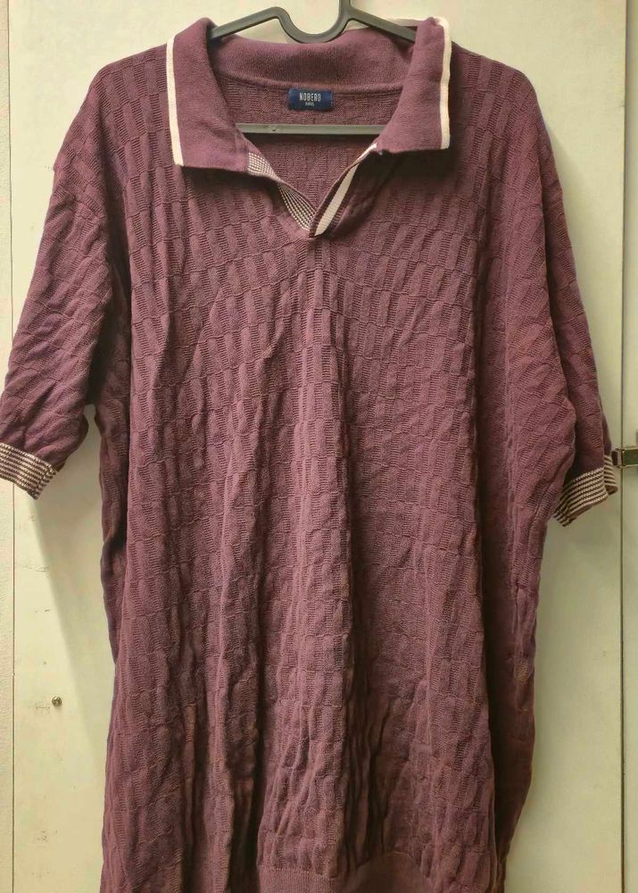 Burgundy Textured Polo Shirt