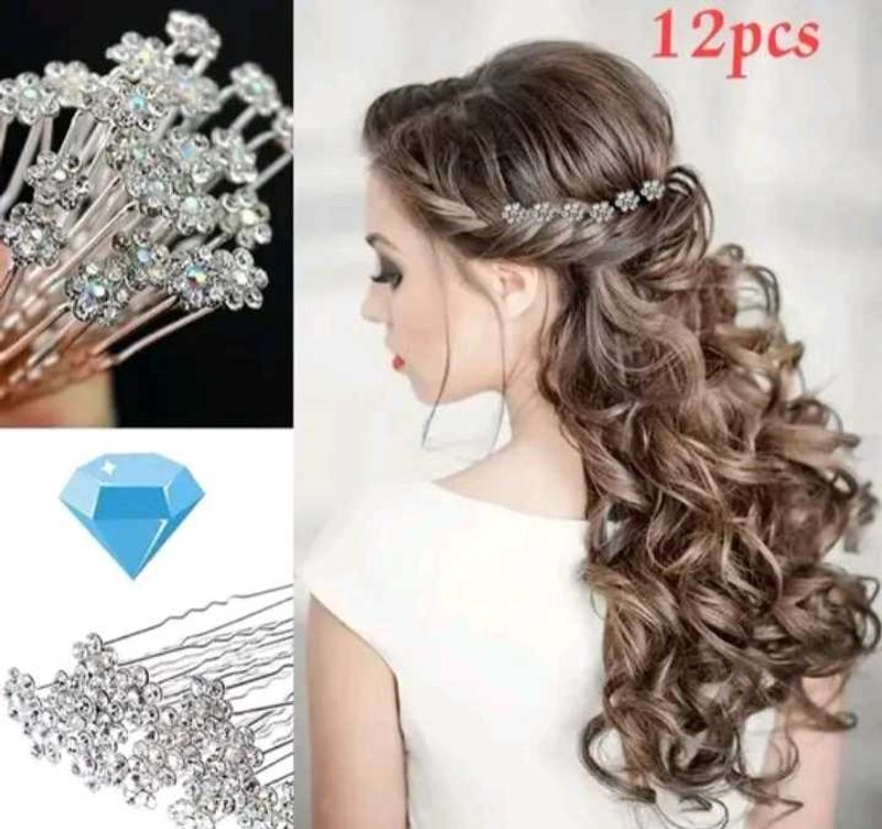 Crystal Flower Hair Pins