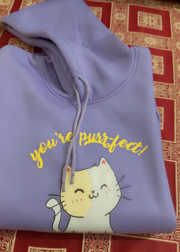 Lilac &#34;Purrfect&#34; Cat Hoodie