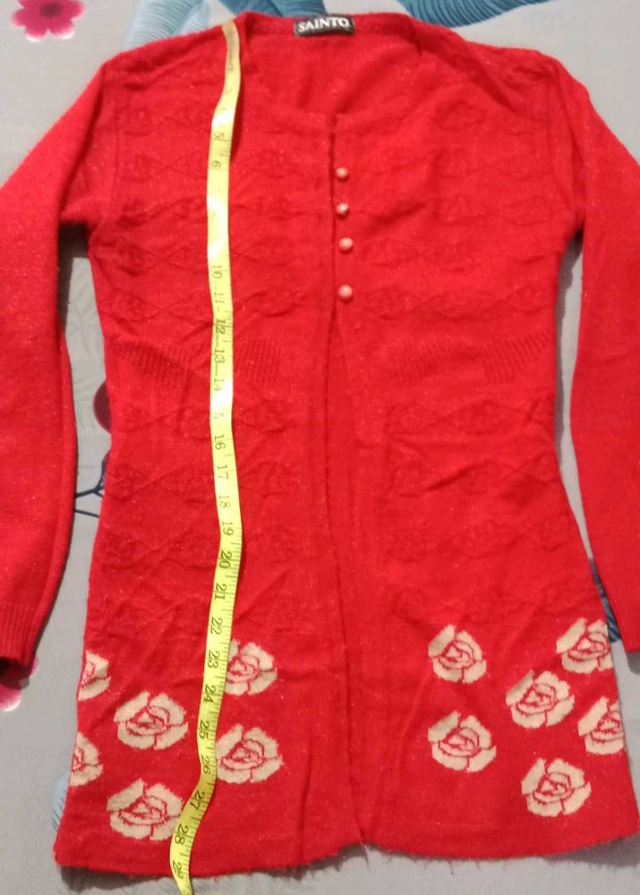 Red Floral Cardigan