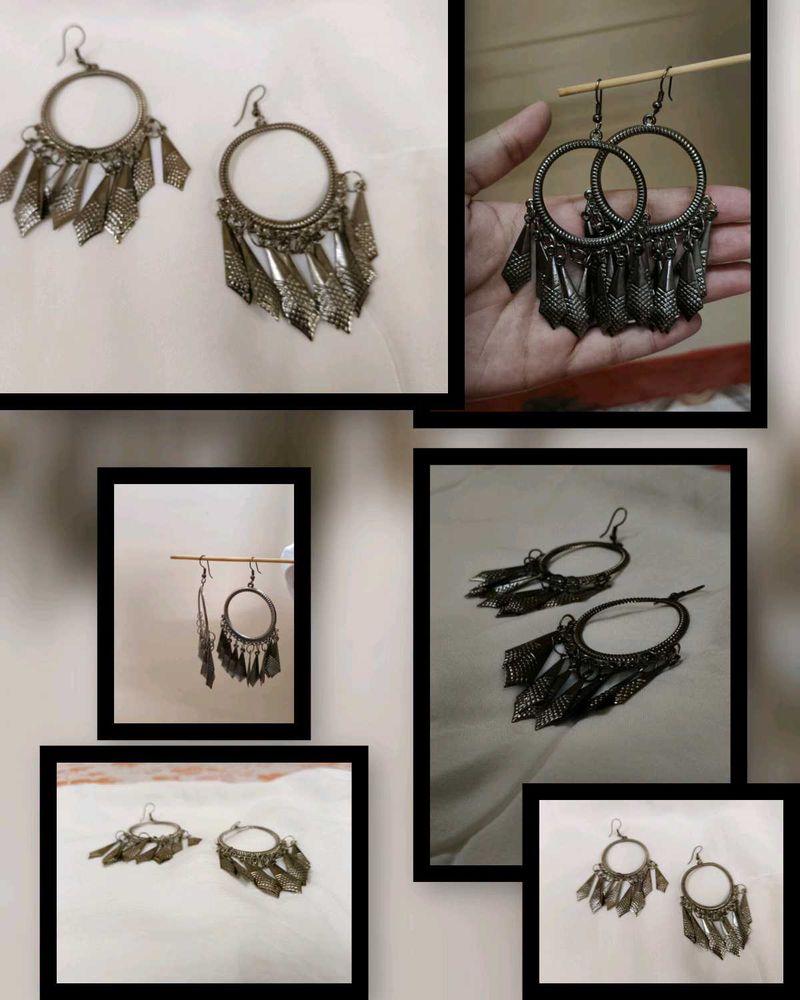 Boho Style Dome Jhumkas with Hoop Base