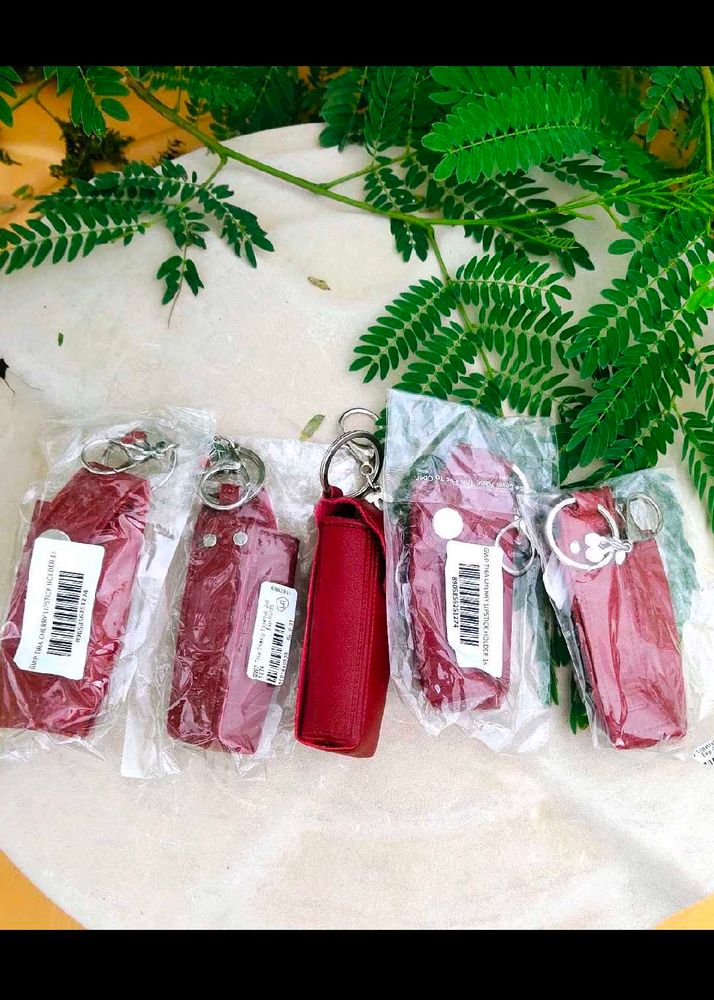 Burgundy Leather Keychain Bundle