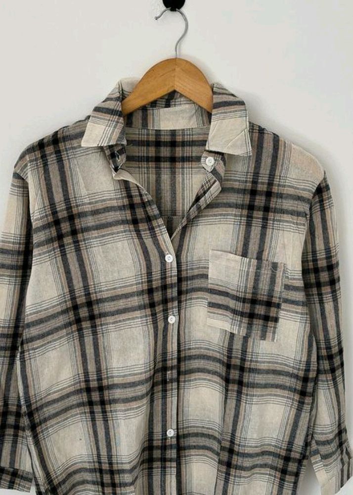 Beige Checked Shirt
