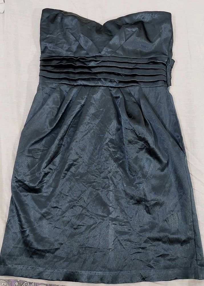 Bluish Grey Satin Bridal Dress