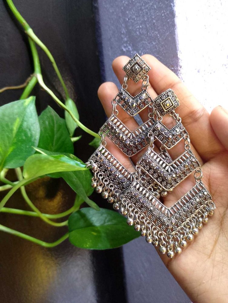 Oxidised chandelier earrings