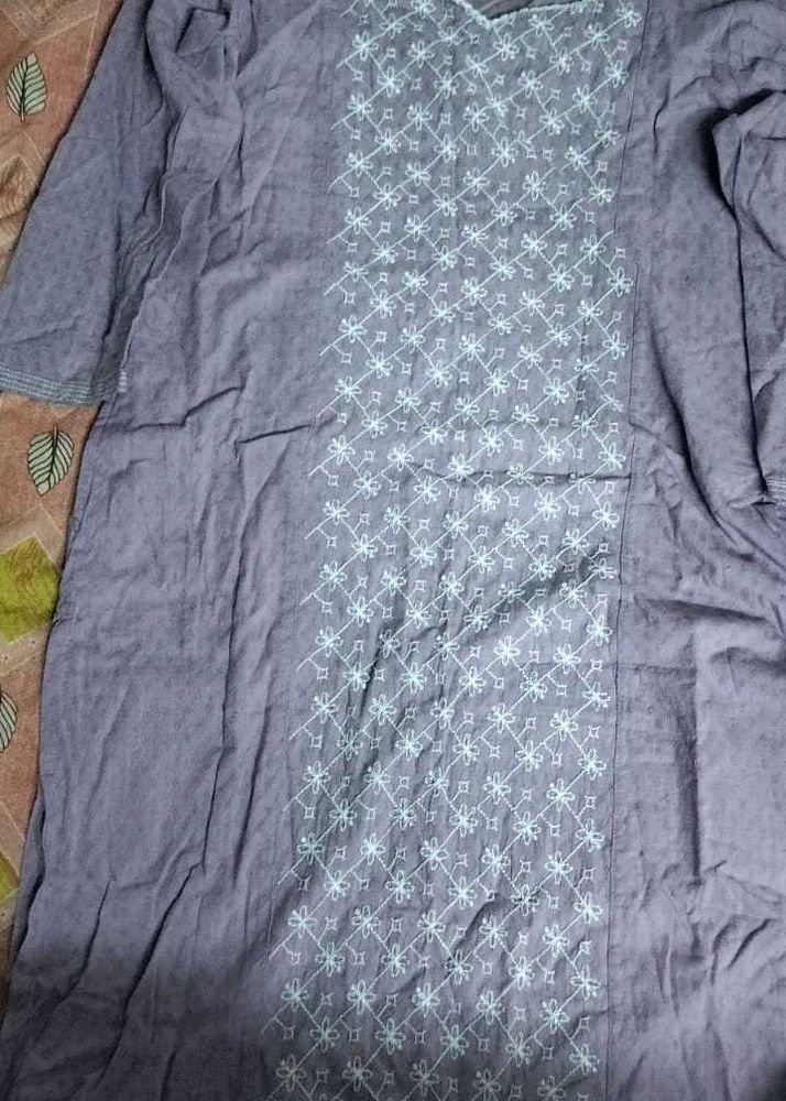 Embroidered Gray Tunic Top
