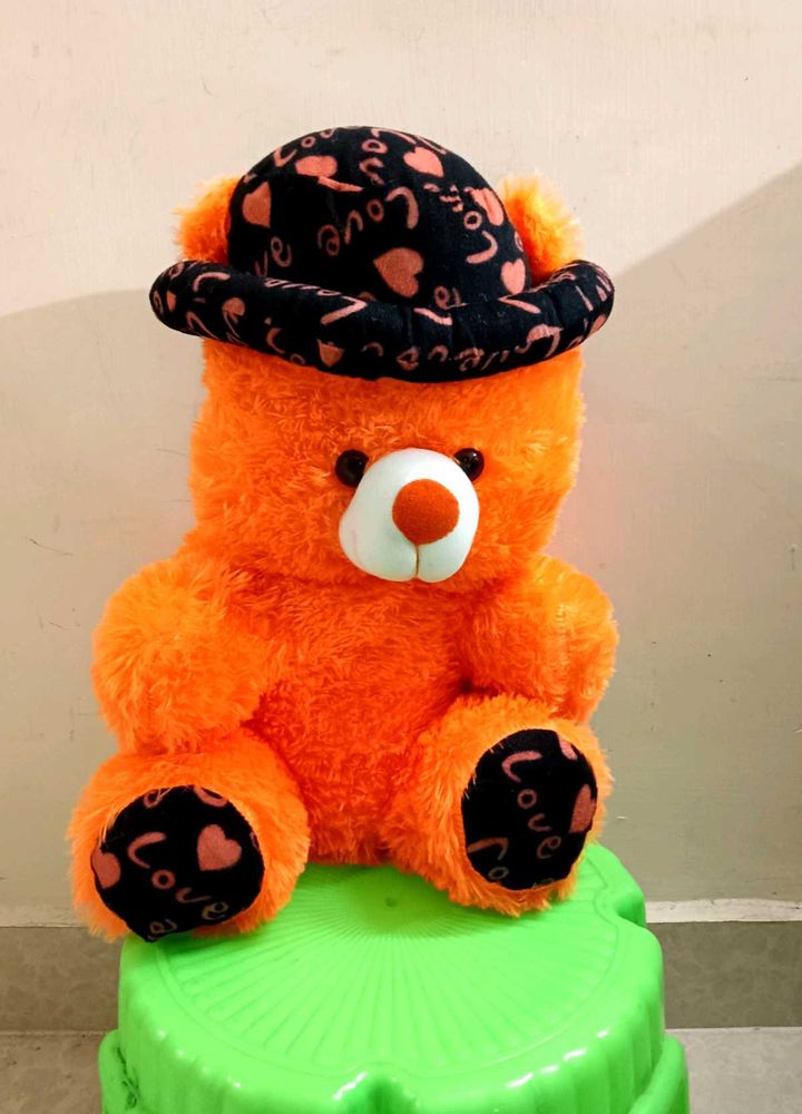 Adorable Orange Teddy Bear with Hat