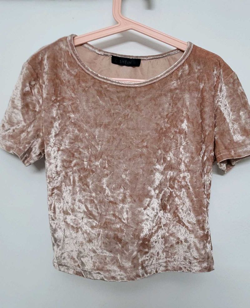 Baby Pink Velvety Crop Top