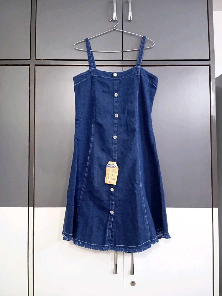Denim middi/ one piece/ Button-Down Sundress