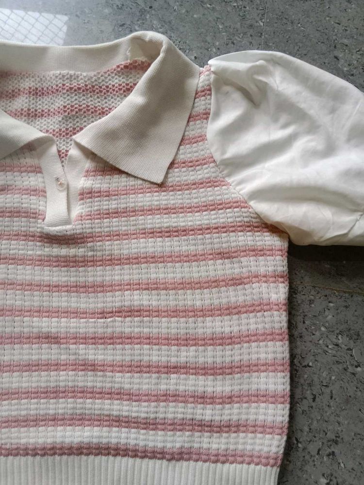 Korean Cute Pink Crop Top
