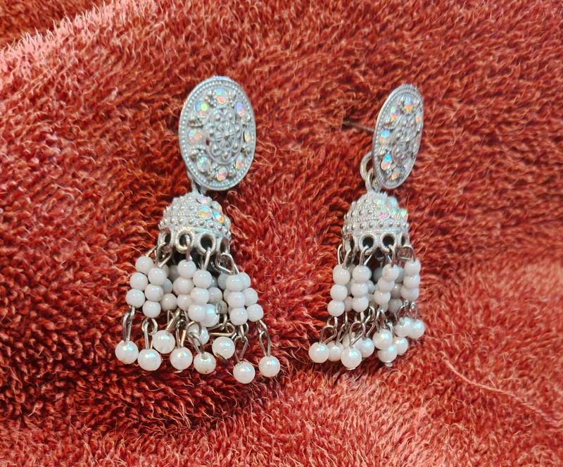 White Silver Jhumki