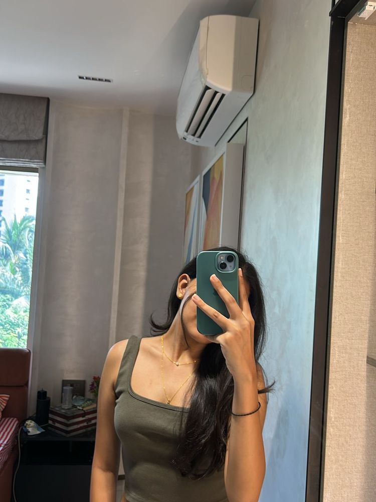OLIVE GREEN RIBBED TANK TOP