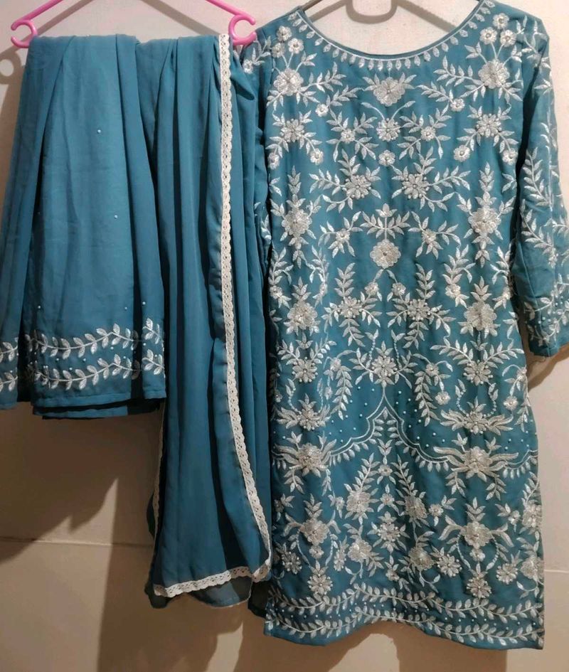 Teal Embroidered Salwar Kameez