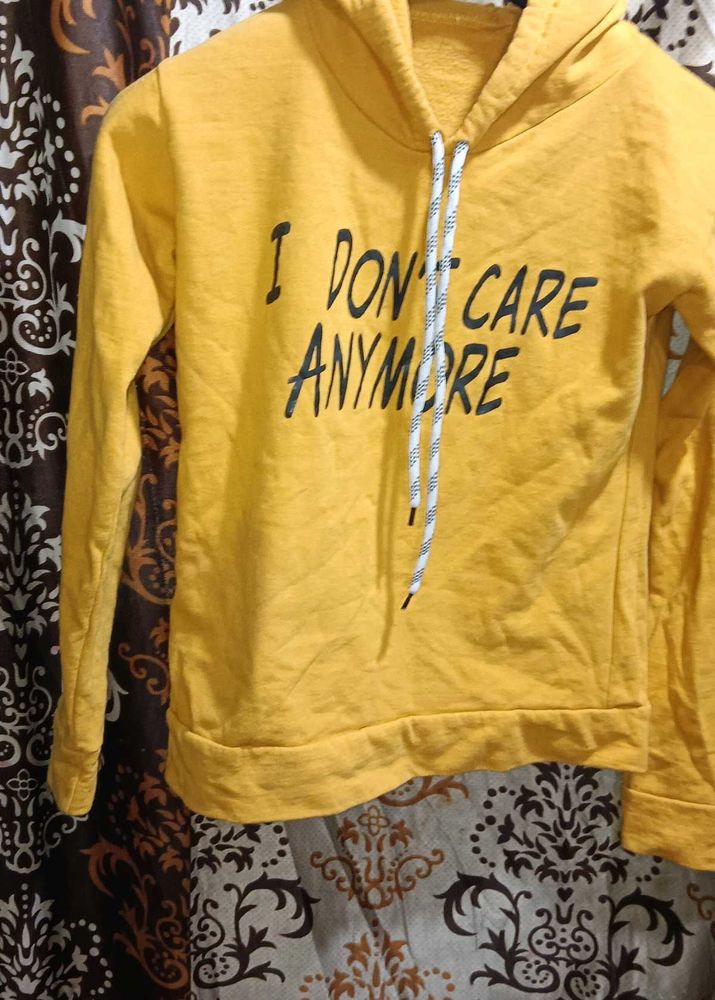 Bold Attitude Mustard Yellow Hoodie - &#34;I Don&#39;t Car