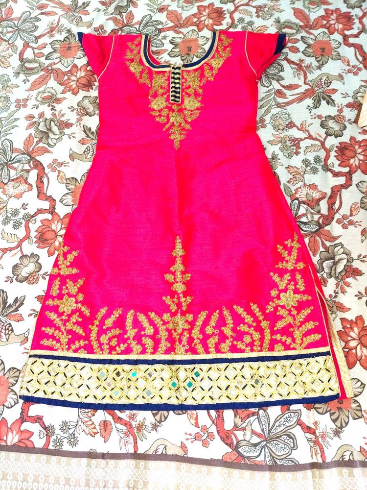 Pink Embroidered Kurti With Patiyala Pant