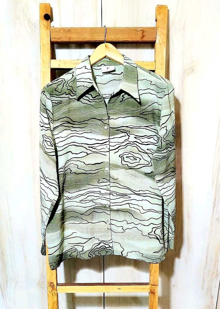 Olive Green Patterned Shirt si,e-42