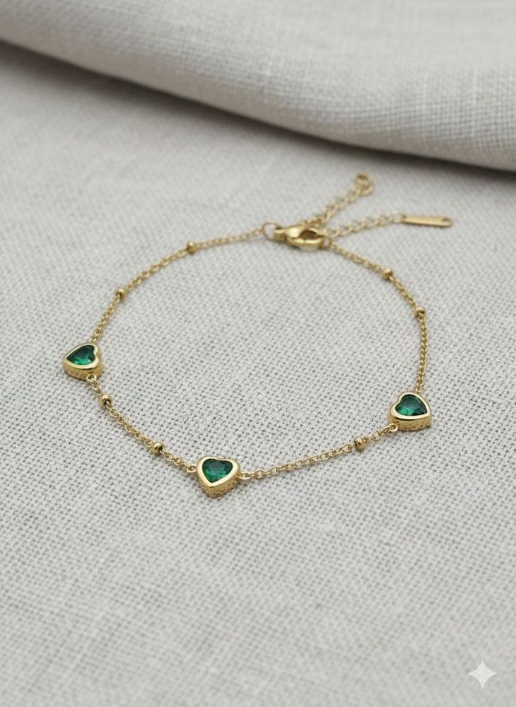 Emerald Heart Charm Bracelet