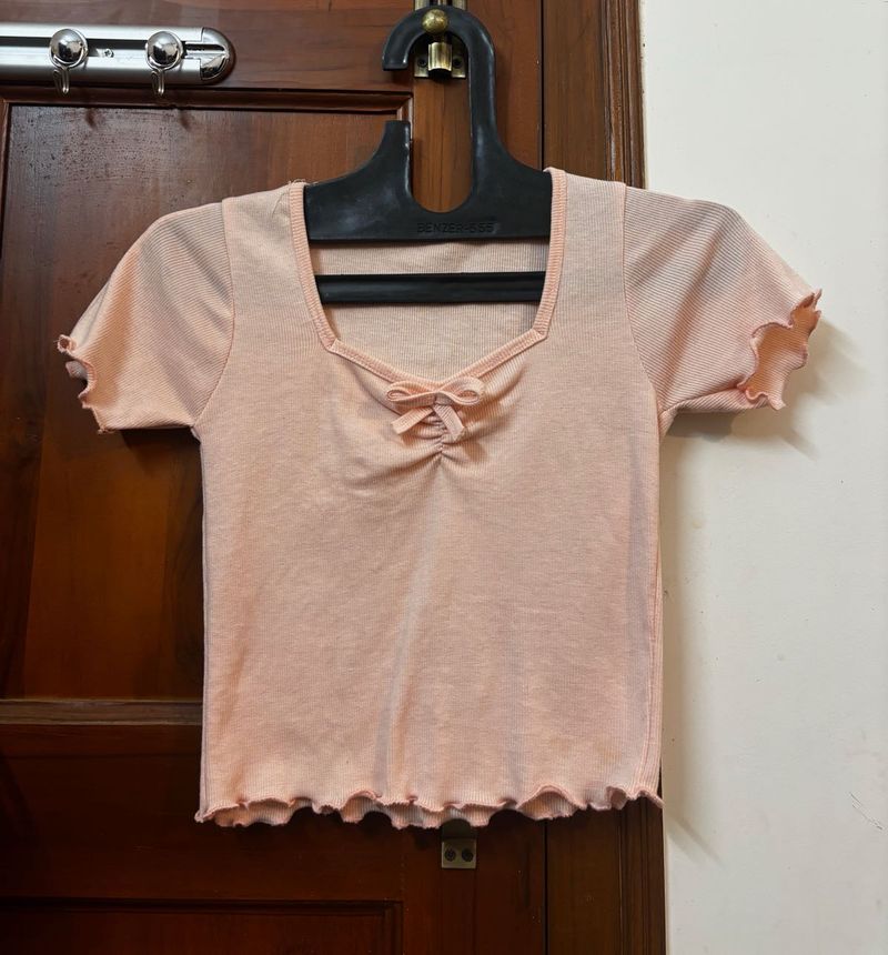 Pink coquette bow top