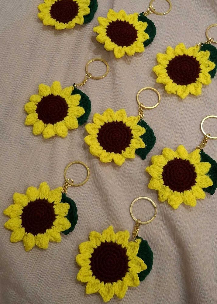 Crochet Sunflower Keychain 🌻