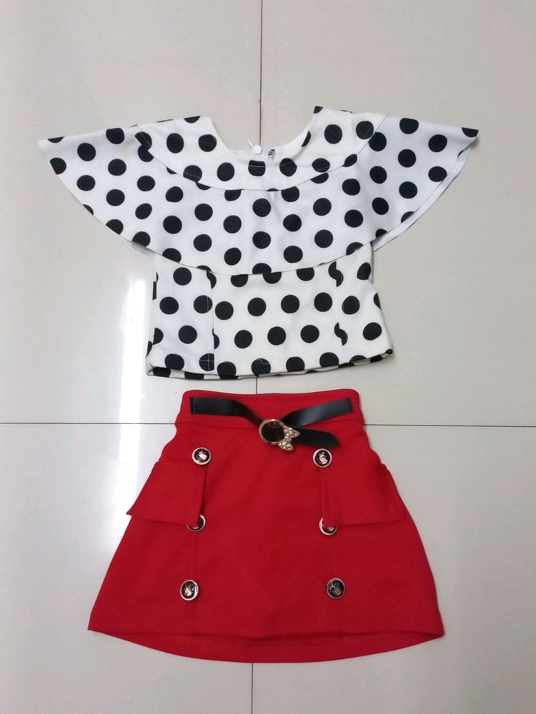 Polka Dot Top And Red Skirt .it&#39;s A New Product. Size 1 Year Baby Girl