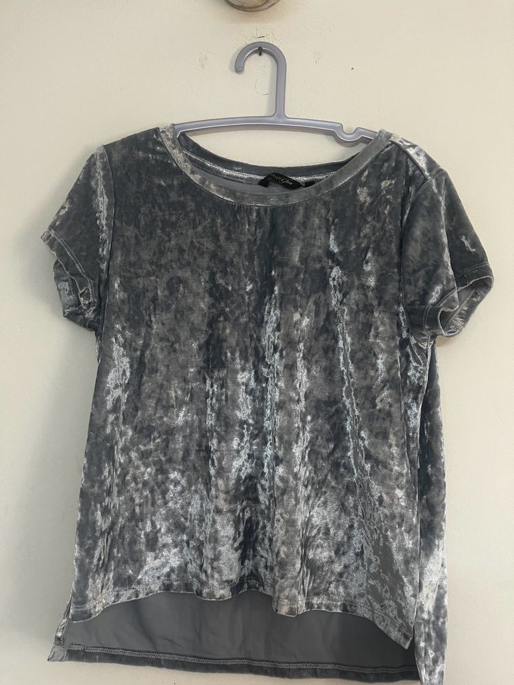 Powder Blue Velvet Top