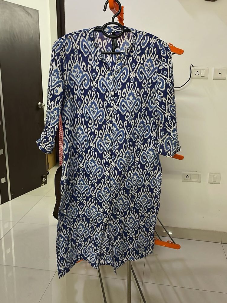 Blue Ikat Print Kurta